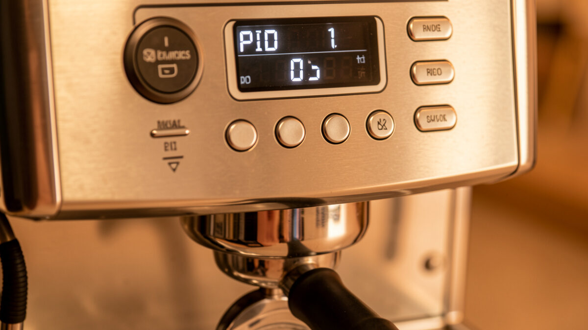 Espresso machine control panel with a PID temperature display