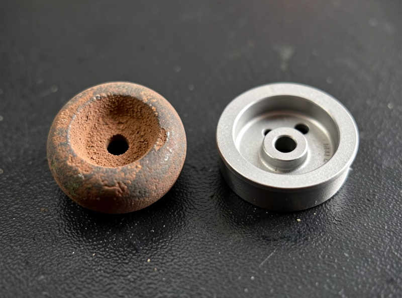 A worn espresso grinder burr beside a new sharp burr, showing the rounded versus crisp cutting edges
