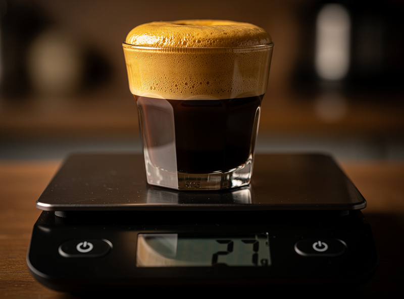 A short concentrated espresso shot pulled into a small cup, the intense base for a milk drink