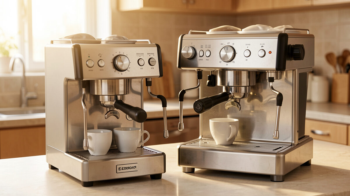 Single-boiler and heat-exchanger espresso machines side by side